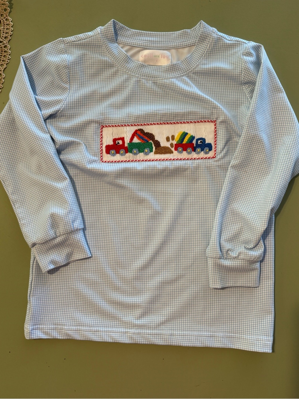 Cecil & Lou Boys Size 5 Smocked Construction
Truck Shirt